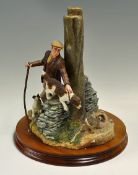 Border Fine Arts 'Out With The Dogs' Sculpture limited edition 147/1250, on wooden plinth measures