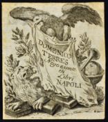 Grand Tour Visiting Card 'Domenico Terres c. 1770s a noted Book Publisher in Naples, measures 7.5