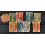 Australia - Tasmania & Vandiemens Land Stamps c. 1853-60s to include 9x different early postage