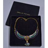 Franklin Mint Jewel of the Nile Scarab Necklace plated in 22 carat gold and hand enamelled in blue