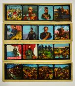 12x Magnificent Coloured Lantern Slides depicting the Transvaal war, with original box lid, slides