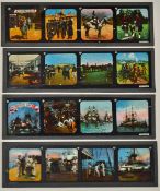 Set of British Navy and British Army Magic Lantern Slides in colour and strips of 4, Nos 1-8 of