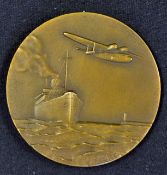 France - Chargeurs Reunis Shipping and Aviation Company Bronze Medallion Circa 1935 the obverse;