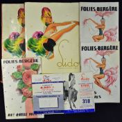 3x Folies-Berges Programmes c.1950s together with 1956 Lido Cabaret programmes Paris, plus 2x