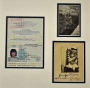 Autographed Passport / Photograph Jessica Rains-Lenz: Only child of Claude Rains famous for the