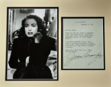 Autographed Letter / Photograph Joan Crawford: 1976 Autographed reply letter to the Producer Barry