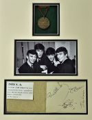 Pop Group the Beatles Autographed Page in Original Book: Autographed by all four members Paul, John,