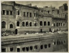 India - Amritsar Golden Temple Photogravere 1900s showing Buildings around the holy Lake at