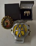 Silver Elephant Brooch with pin clip intact stamped to the reverse, plus a Madonna with child