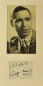 Autographed Page and Photograph George Formby: Autographed page mounted with signed photograph f & g