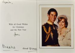 Royal Family Autographed Christmas Card from Prince Charles and Princess Diana: Photograph of Prince