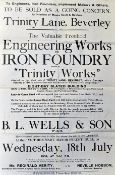 Trinity Works Sale Poster 1934 Trinity Lane, Beverly, Yorks. To be sold as a going concern
