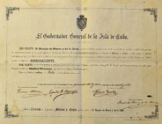 Cuba - 1879 Doctor's Diploma at the University of Havana, specifically a Surgeon