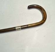 1914-1918 Crook Handle Walking Stick with Silver collar engraved C.H.H. dated 1914-1918 Atcham, with