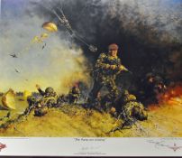 The Paras are landing Signed Terrance Cuneo Colour Print limited edition 31/850 also signed by