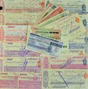Selection of Cheques and Travellers Cheques most UK banks and most used, condition appears overall