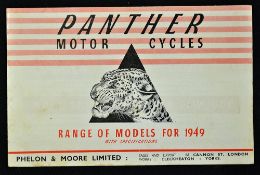 Automotive Panther Motor Cycles Range of Models for 1949 Catalogue a 7 page sales catalogue