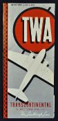 T.W.A. 1938 Programme fold out 8 page programme time table with fares for their New York and