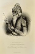 India - Punjab Early steel engraving Ranjit Singh of Lahore a finely intricate steel engraving of