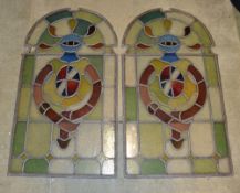 Victorian Stain Glass Window with original Leadwork comprising of 2 large dome top windows measuring