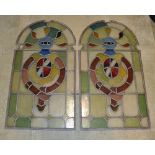 Victorian Stain Glass Window with original Leadwork comprising of 2 large dome top windows measuring