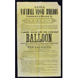 1836 Poster Royal Gardens Vauxhall Advertising the Ascent of Mr Green's 'Vauxhall Nassau Balloon'