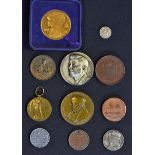 Selection of various Medallions and Coins to include 1812 Birmingham Workhouse One Penny Token,