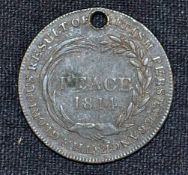 1814 Peace LOUIS XVIII and British Perseverance Medallion by Kettle obverse bust of Louis XVIII left
