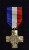 French Guard General Service Cross hallmarked to the reverse, blank to the reverse c/w box and