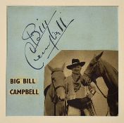 Autographed Page / Paper Cutting Bill Campbell Cowboy: Autographed page mounted with newspaper