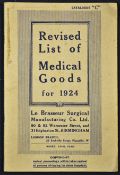 1924 Le Brassier Surgical Catalogue Revised List of Medical goods for 1924, sale catalogue with