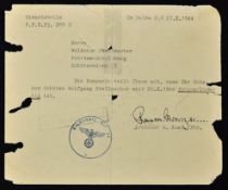 1944 Desertion letter ' The company informs you that your son Wolfgang Stellmacher has deserted'