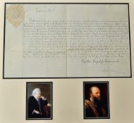 Queen Victoria Autographed Order of Saint Michael & Saint George Certificate: Boldly signed to top