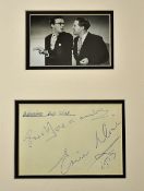 Autographed Page / Photograph Morecambe and Wise: Autographed page mounted with photograph f & g