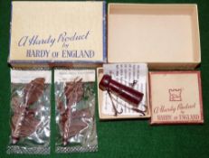 LURES: (3) Rare Hardy No.2 Wake lure, 1 7/8" balsa body stamped with maker's name, with flying blind