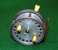 REEL: Hardy The Silex No.2 alloy casting reel, 3.5" diameter, twin ivorine handles and matching