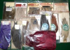 FLY TYING CAPES: Fine collection of quality fly tying capes, including 10 generic cock saddle