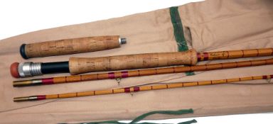 ROD: Cambrian Fly Fishers 10'6" 3 piece split cane trout fly rod, fine condition, burgundy close