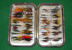 FLY BOX: Scarce Hardy Neroda tube fly box, mottled brown exterior, stainless internal plates with