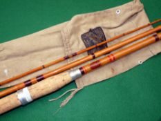 ROD: Rare JW Martin of 19 Arlington Way, London, 10' 3 piece cane river rod, whole cane butt,