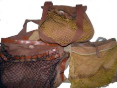 ACCESSORIES: (3) Pair of Brady canvas/leather game/tackle bags incl. one open top example, both with