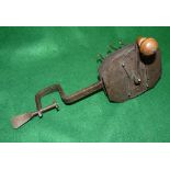ACCESSORY: Early 6 prong steel gut twisting engine, possibly Redditch, geared housing 4"x3.5", crank
