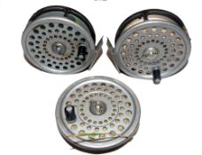 REELS & SPOOL: (3) Pair of Hardy Marquis 8/9 alloy trout fly reels, in used condition,