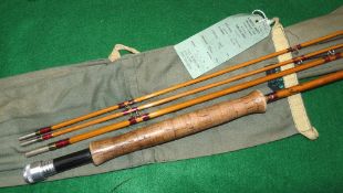 ROD: Fine Hardy The Itchen Palakona 9'6" 3 piece with correct spare tip trout fly rod, in little