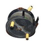 REEL: Westley Richards by Dingley Patent Rolo alloy casting reel, 4.5" diameter, 2.2" wide, twin