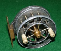 REEL: Fine Allcock 3" Aerial Centrepin reel, 6 spoke with tension regulator, 8 holes to front