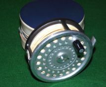 REEL: Hardy Marquis Salmon No1 alloy fly reel in fine condition, black handle, U shaped line