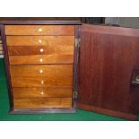 CABINET: Vintage mahogany specimen cabinet with hinged front door, no lock, 8 slide out mahogany