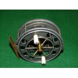 REEL: Fine alloy 6 spoke Allcock Aerial reel 4" dia. with tension regulator, twin white handles, 8