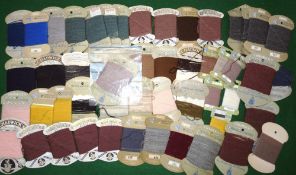 FLY TYING: Fifty cards of Chadwick wool and nylon threads incl. one pack No.477, favoured by